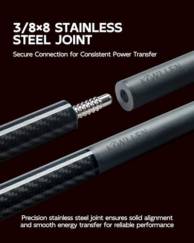 KONLLEN Carbon Fiber Break Cue, 58" 2-Piece Heavy Hitter Pool Break Cue Stick with 12.9mm Tip, Professional Billiards Break Stick - color: KL-HH-1