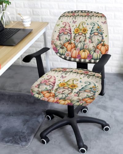 Savannan Office Chair Cover, Fall Gnoms Pumpkin Sunflower Protective Stretch Elastic Universal Cover for Desk Task Chair,Computer Rotating Chair 1 Pcs Classic Black Buffalo on Retro