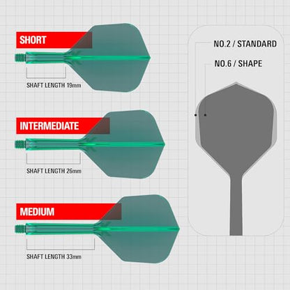 Target Darts K Flex Integrated Dart Flight and Shaft, No.6 | 3-Pack K-Flex - No. 6, Kflex Precision-Molded 2-in-1 Dart Flights and Dart Shaft | Professional Dart Accessories - color: Green, size: Medium (33mm)