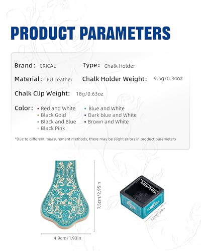 CRICAL Portable Magnetic Pool Chalk Holder Square Chalk Cube Holder Billiard Cue Accessory Gift Idea - color: Blue White