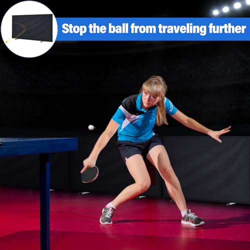 5 Pcs Table Tennis Barrier, 55" x 29.5" Practice Training Baffle with 420D Oxford Cloth, Portable Pickup Surround for Quick Ball Collection, Table Tennis Court Fencing Walls - color: Black