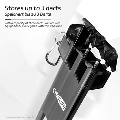 CyeeLife Dart Carrying Case: Adjustable, Portable Dart Storage Box with Key-locking Clasp, Holds 3 Fully Assembled Darts Up to 17.3cm/6.8 inches, Black, Solid, Unisex