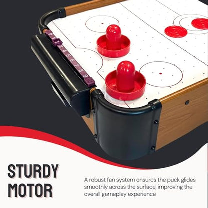 Tradeopia Portable Table Top Mini Wooden Air Hockey Game With 2 Strikers and 2 Pucks - Tabletop Air Hockey