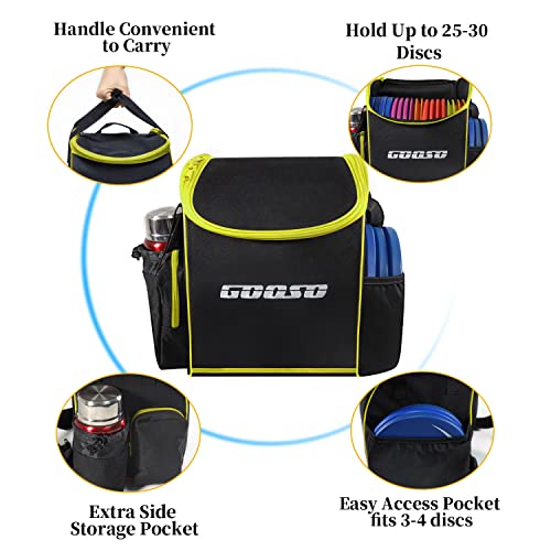 12 PCS Disc Golf Set with Bag Portable Disc Golf Backpack Holds 28+ Discs | Disc Golf Discs for Beginner with Putter, Midrange, Driver Free Stand Bag Design for Convenient Use - color: Yellow