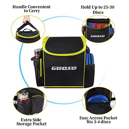 12 PCS Disc Golf Set with Bag Portable Disc Golf Backpack Holds 28+ Discs | Disc Golf Discs for Beginner with Putter, Midrange, Driver Free Stand Bag Design for Convenient Use - color: Yellow