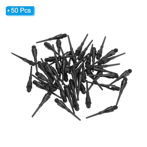 PATIKIL Plastic Dart Tips 2BA Thread, 50 Pack Soft Tip Dart Points Replacement Dart Accessories, Black