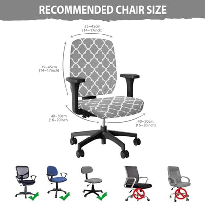 4-Piece Office Chair Covers Stretchable Grey Office Chair Arm Covers Desk Chairs Seat Slipcovers with Armrest Pads for Home Computer Gaming Chairs Washable - color: Grey