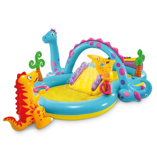 Intex 11' x 7.5' x 44" Dinoland Play Center Kiddie Inflatable Outdoor Swimming Pool - color: Multicolor, size: 119" x 90" x 44"