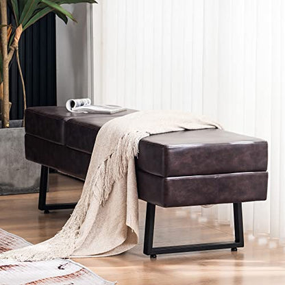 BarberPub Waiting Room Chairs, Heavy Duty Office Guest Reception Bench, Faux Leather Upholstered Lobby Chairs for Salon, Conference Room 7008 (Brown) - color: Brown