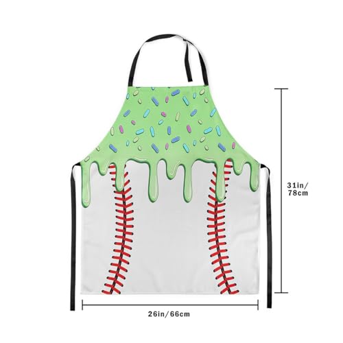 Castle Fairy Ice Cream Drip Baseball Kids Kitchen Apron - color: Green