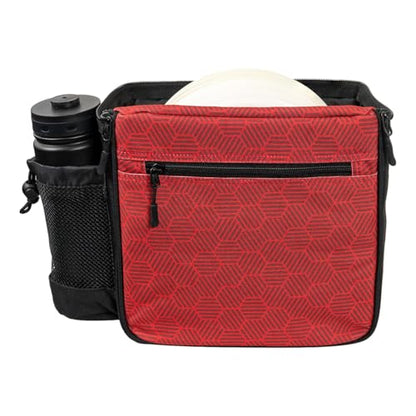 Latitude 64 Slim HEX Shoulder Bag | Lightweight Disc Golf Bag with Putter Pocket | Durable HEX Pattern Nylon Material | Compact Storage for Casual Rounds & Practice | Holds Up to 8 Discs - color: Red
