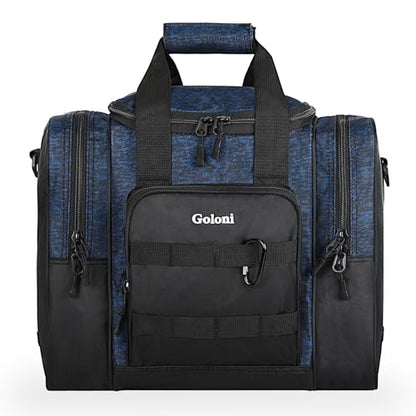 Goloni 1 Ball Bowling Bag for Men, Durable Bowling Tote with Padded Holder & Ventilated Shoe Compartment (Fits Size 14) - color: Blue