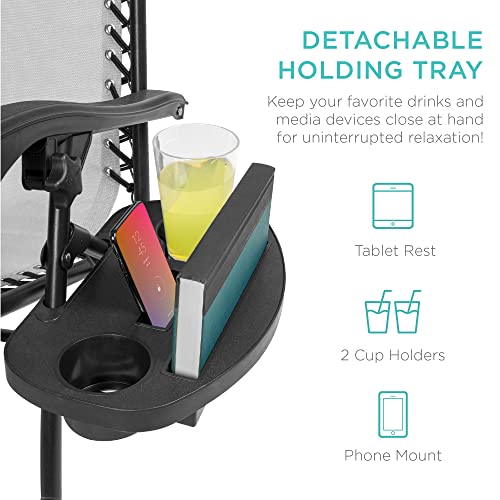 Best Choice Products Set of 2 Adjustable Steel Mesh Zero Gravity Lounge Chair Recliners w/Pillows and Cup Holder Trays - Ice Gray - color: Ice Gray, size: Standard
