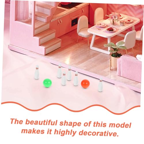 Vaguelly Miniature Bowling Set for Dollhouse Decor Portable Mini House Bowling with Pins and Balls Scale Indoor Game Enhancing Imagination and Hands Skills
