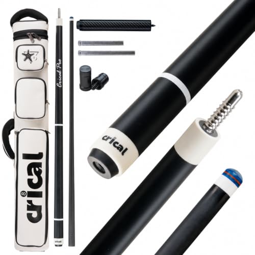 CRICAL 58-Inch Carbon Fiber Pool Cue Set, Low Deflection, 12.5mm Tip | Includes 2x4 hard cue case, cue extension and weight bolts for storage, added reach and custom balance. - color: CL-pro-1-set10