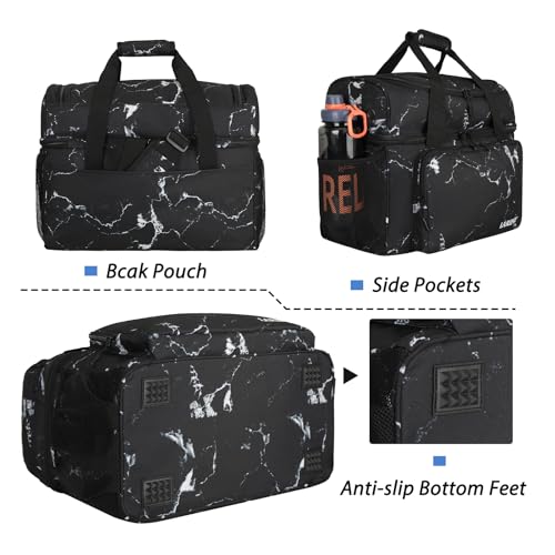 LARIPOP 2 Ball Bowling Bag Double Bowling Ball Carrier with Padded Holder, Shoe Compartment for Men Women Bowling League & Tournament - color: Black marble