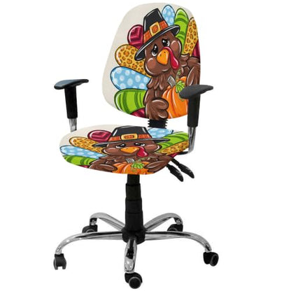 Savannan Office Chair Cover, Cartoon Thanksgiving Turkey Protective Stretch Elastic Universal Cover for Desk Task Chair,Computer Rotating Chair 1 Pcs Holiday Motif