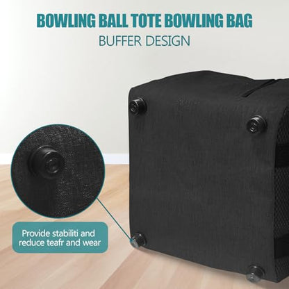 Colaxi Bowling Ball Bag Single Bowling Tote – Oxford Cloth Carry Case for 1 Ball, Fits Size 10, Lightweight with Foam Holder, Front Mesh Pocket – for Gym Outdoor Sports – 8.66 x 8.66 x 8.66 Inch