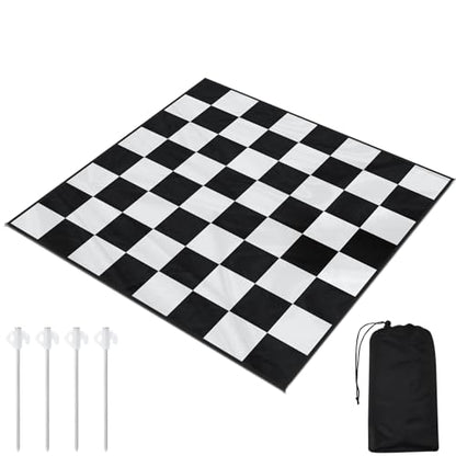 9x9ft Giant Chess Game Mat Nylon Board Mat for Outdoor with 4 Ground Nails and Storage Bag, Compatible with 25 37 49 Inch Giant Chess Sets and 10 Inch Large Checkers, Checker Not Included - size: 9x9ft