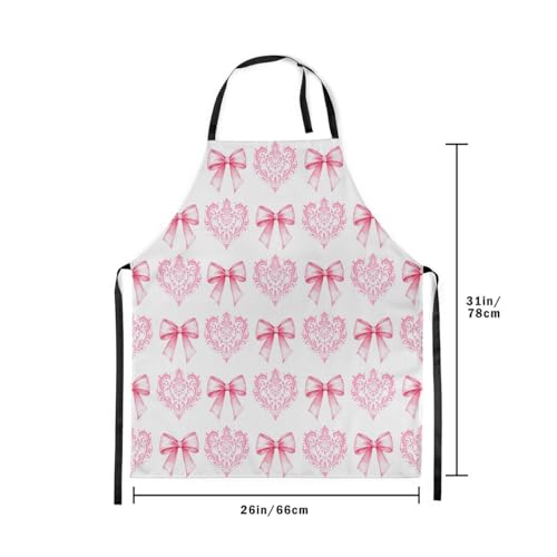 Manfei Blue Bowknot Kids Kitchen Apron - color: Light Pink