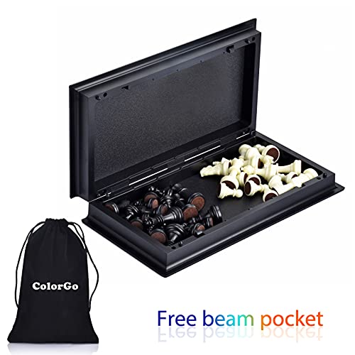 Chess Set with Folding Magnetic Travel Games Board and 2 Extra Queens for Kids and Adults