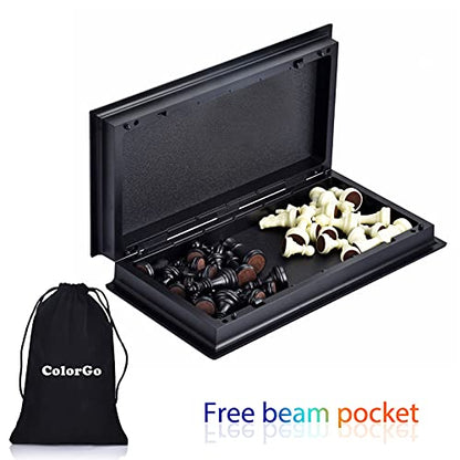 Chess Set with Folding Magnetic Travel Games Board and 2 Extra Queens for Kids and Adults