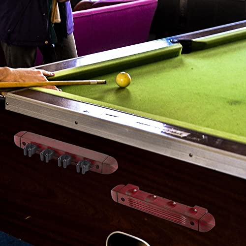 Pool Cue Rack Claw, Billiard Cue Rest, Wooden Storage Stand, Wall Mounted 4 Pool Billiard Rods Holder, Wall Rack with 4 Cue Clips for Game Room - color: Red
