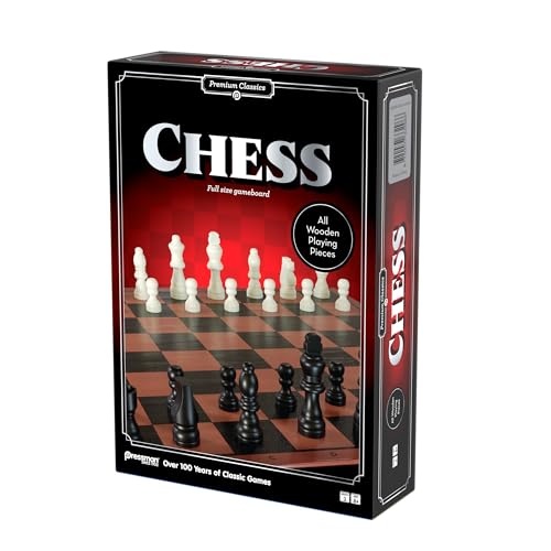 Pressman Premium Classics: Chess | Full-Size Folding Gameboard with Wooden Playing Pieces | 2 Players, Ages 8+