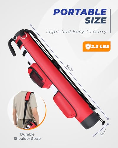 Golf Lightweight Stand Bag, Portable Golf Carry Bag with Insulated Cooler Pocket, Easy to Carry and Ideal for Driving Range, Pitch n Putt, Par 3, Executive Courses - color: Red