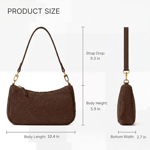 VODIU Clutch Tote Handbags with 2 Removable Straps and Zipper Closure Crossbody Bags Shoulder Purse Handbag for Women - color: Yg-brown
