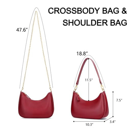 KKXIU Shoulder Bag for Women Cute Hobo Purses and Handbags Retro Clutch Underarm Purse | Cute - color: Red