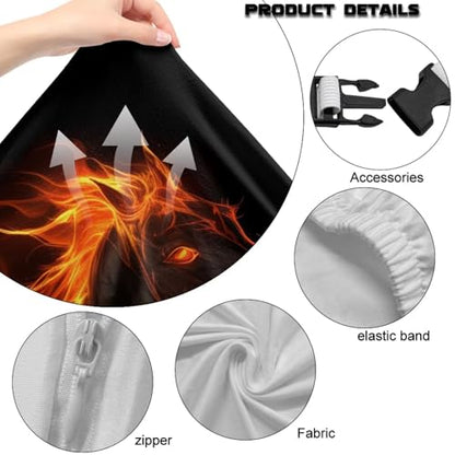 4Pcs Elastic Gaming Chair Slip Cover Set Fire Horse Print Game Chair Cover with Armrest Covers Skin Friendly Breathable, Machine Washable - color: Black and Orange - Fire Horse