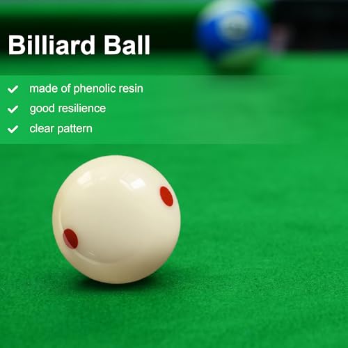 HMQQ 2 1/4" Pool Cue Ball and Professional AAAA Grade Billiards Balls, White Cue Ball, Set of 1,6oz - style: Pool Cue Ball with Six Red Dots