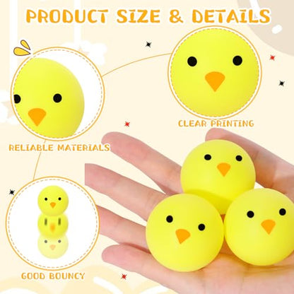 Soulchen 24 Pcs Chick Table Tennis Balls Yellow Chicken Chickie Table Tennis Plastic Funny Stress Props 40 mm for Playing Bounce Game Birthday Party Favors Easter Gift Bag Fillers Carnival Prizes