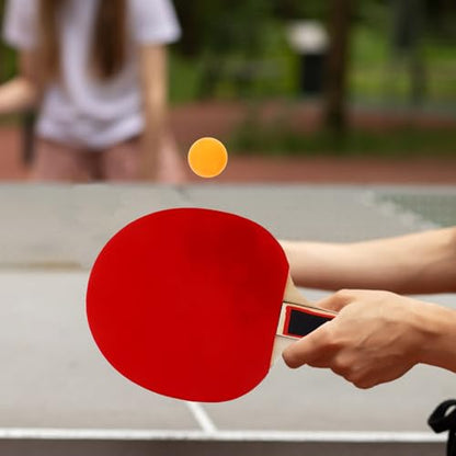 Table Tennis Paddle Set with Non-Skid Wood Racket and Lightweight Portable Balls for Outdoor Training and Interactive Play