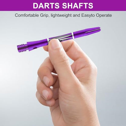 24/18Pcs Dart Flights and Stems Sets Durable Metal Stems, Colourful Dart Flights and Stems Combination, Aluminium 2BA Threaded Dart Fittings (Multi-Size Set) - color: purple