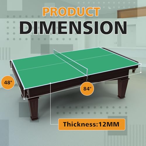 7ft Green Mid-Size Ping Pong Conversion Top Foldable & Portable Table Tennis Table Top for Indoor Games