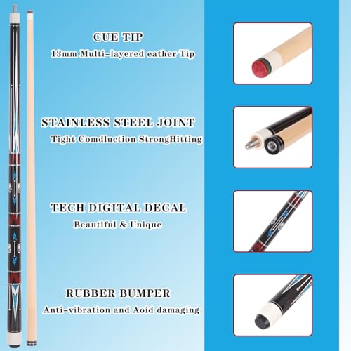58 inch Canadian Maple Billiard Pool Cue Stick, 13mm 1/2 Maple Billiard Pool Stick, House Bar Pool Table Sticks for Men(Numerous Styles to Choose from) - color: P06