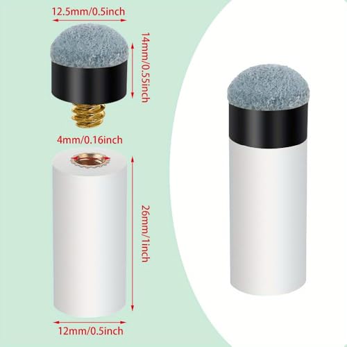 5 Sets Billiard Cues Tips Replacement with White Pool Cue Stick Ferrules Billiard cues Tips Screw On Pool Cue Tips Pool cue Tips Replacement kit