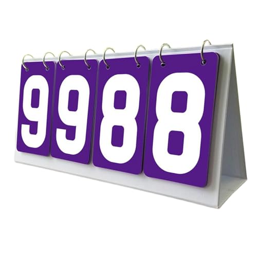 Sports Scoreboard Flip Number Score Board Tabletop Portable Counter Flipper PVC Construction Suitable for Basketball Football Soccer Table - color: Purple