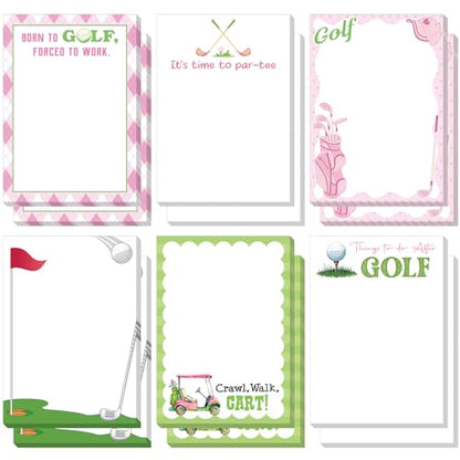 Ctosree 12 Pcs Golf Sticky Notes Pads Golf Gifts for Women Teen Girls Teams Rewards Party Favors Decor Supplies Memo Sticky Notes for Practice Reminders Office to Do Lists, 3.94 x 5.51 in 6 Designs - style: Golf