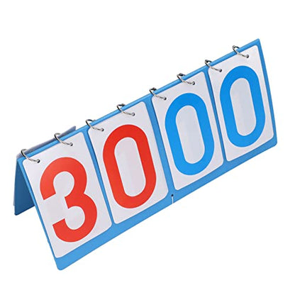 4 Digit Scoreboard Blue Red Number Portable Tabletop Flip Score Keeper for Volleyball Basketball
