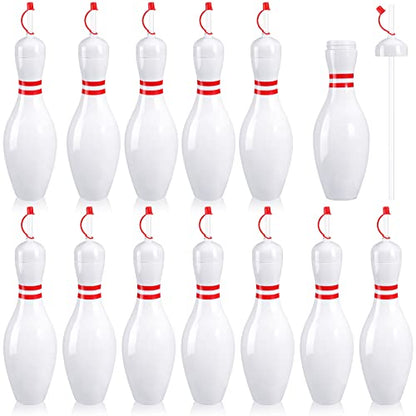 Funtery 12 Set Bowling Lovers Gifts for Men Women 25 oz Reusable Bowling Pin Plastic Water Bottles with Straws and Lids Sports Fans