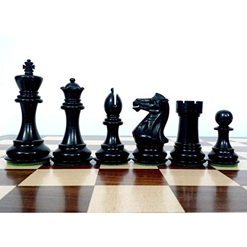 RoyalChessMall - 4.1" Pro Staunton Weighted Wooden Chess Pieces Only Set - Ebonised Wood - 4 Queens - style: Ebonised Boxwood