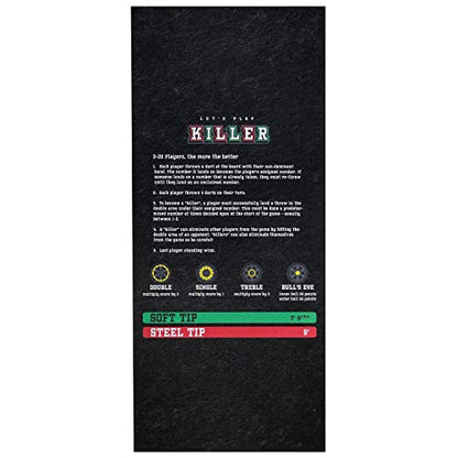 PIG Home Solutions Self-Sticking Dart Mat – Dart Game - Black – 3’ x 10’ - style: Dart Game (Killer)
