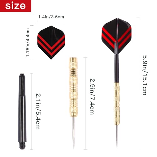 MaxMau 18 pcs Steel Tip Darts Set for Dartboard Metal Point PVC Dart Flights