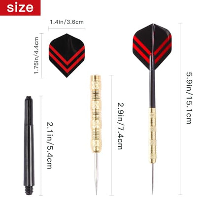 MaxMau 18 pcs Steel Tip Darts Set for Dartboard Metal Point PVC Dart Flights