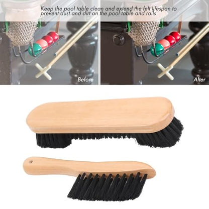 Wooden Billiard Table Brush Kit 8.5in & 9in - Pool Table and Rail Cleaner Brush Set Nylon Hair with Hanging Hole for Rail and Surface Cleaning