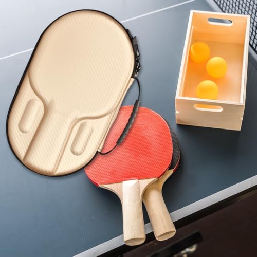 Pingpong Paddle Case Hard Shell Table Tennis Racket Case Pingpong Paddle Carry Case Pingpong Bat Cover Fit for 2 Paddles and 4 Balls - color: Champagne