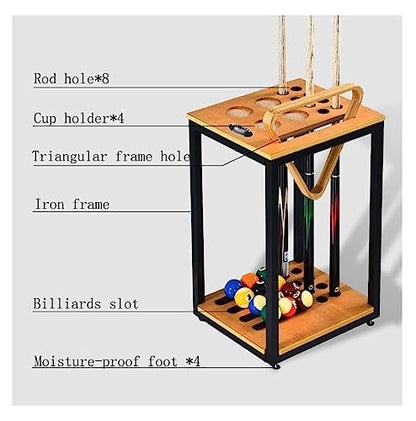 Pool Stick Holder Pool Cues Racks FreeStanding Solid Wood Rack Holds Up to 8 Cues Snooker Cue Rack Billiard Room Pool Hall